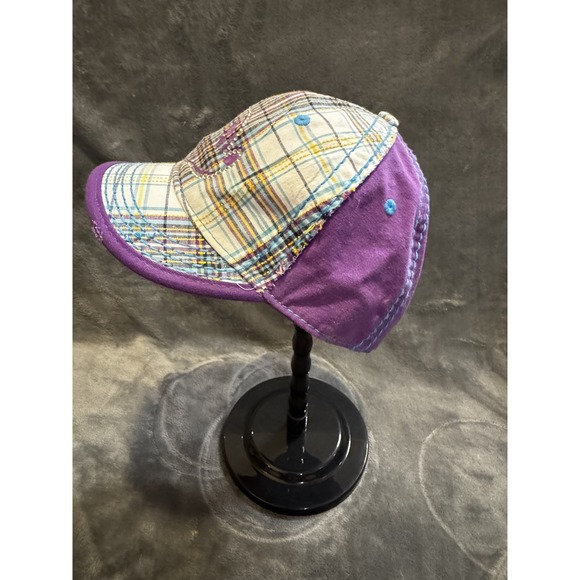 Disney Parks Hat Cap Strap Back Purple Plaid Mickey Mouse Rhinestone Womens OSFA - Picture 2 of 12